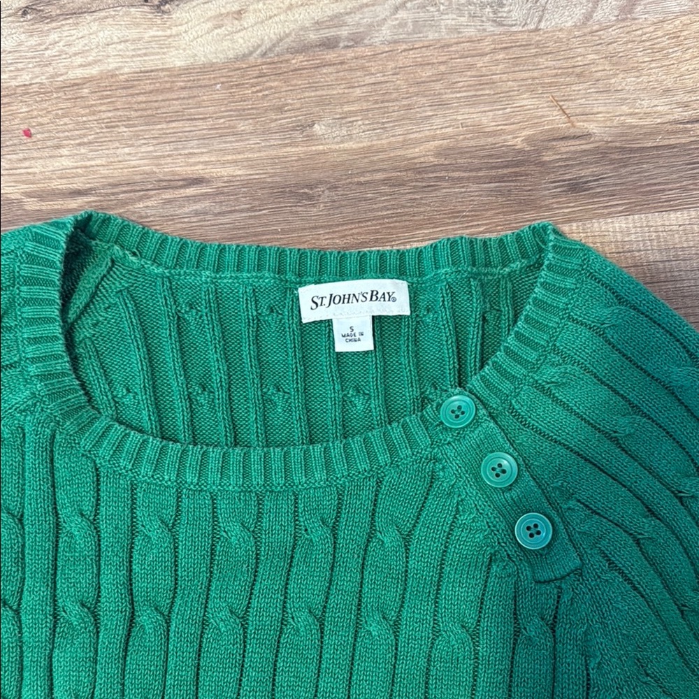 Green Cable Knit Sweater - Picture 2 of 3